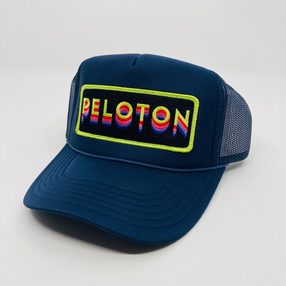 Aviator Nation x Peloton Trucker Hat Blue Spell Out Patch Snapback Adult New